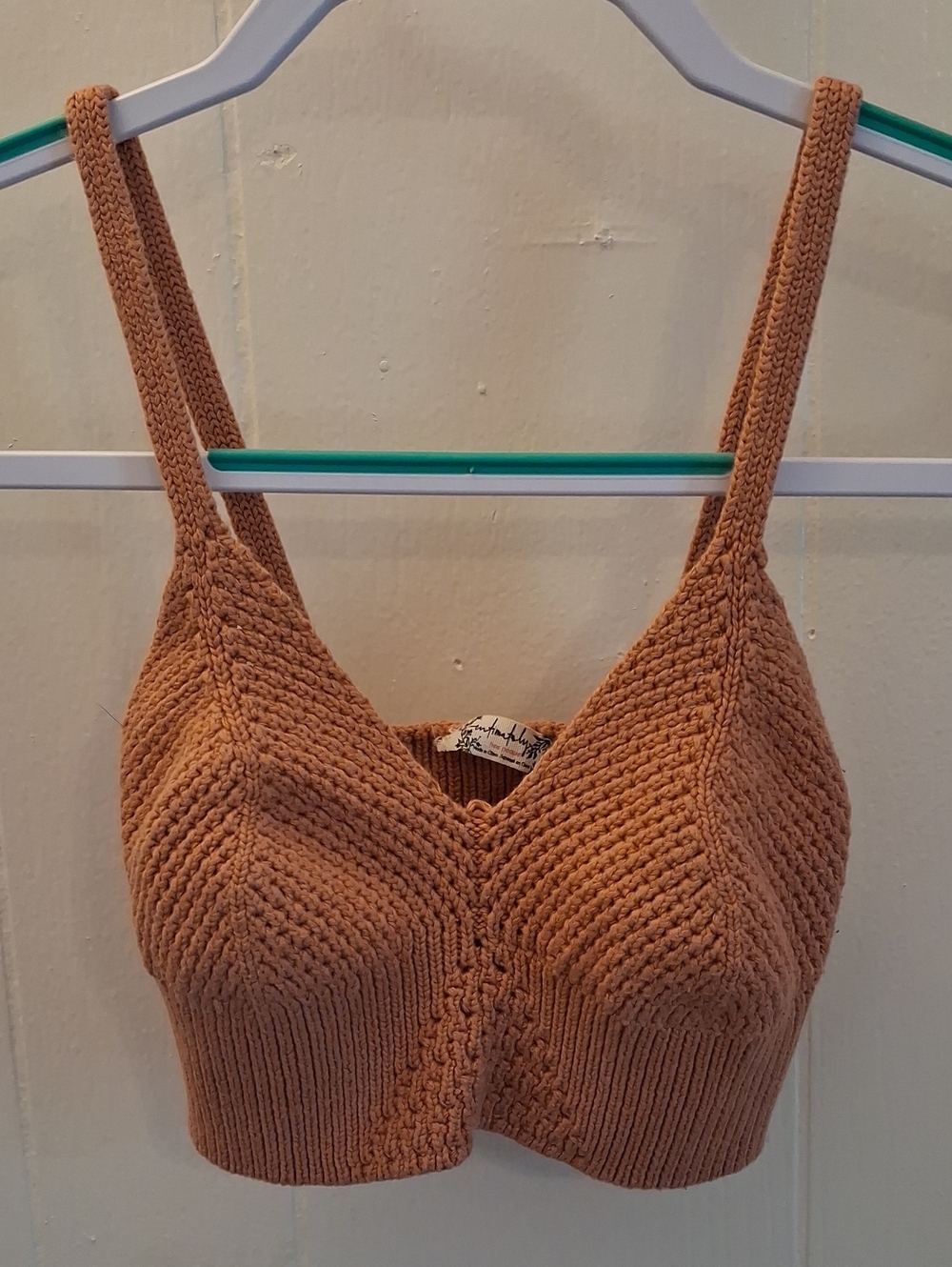 Intimately By Free People Knit Sweater Crop Top Bralette in Camel Nude Neutral